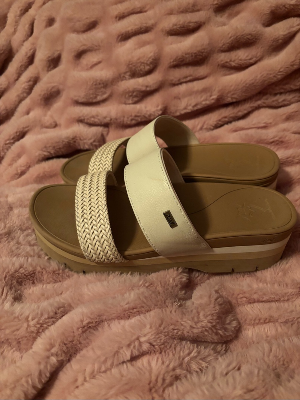 Reef Women’s Cream and Tan Slip-On Dual Strap Sandals - Picture 2 of 7